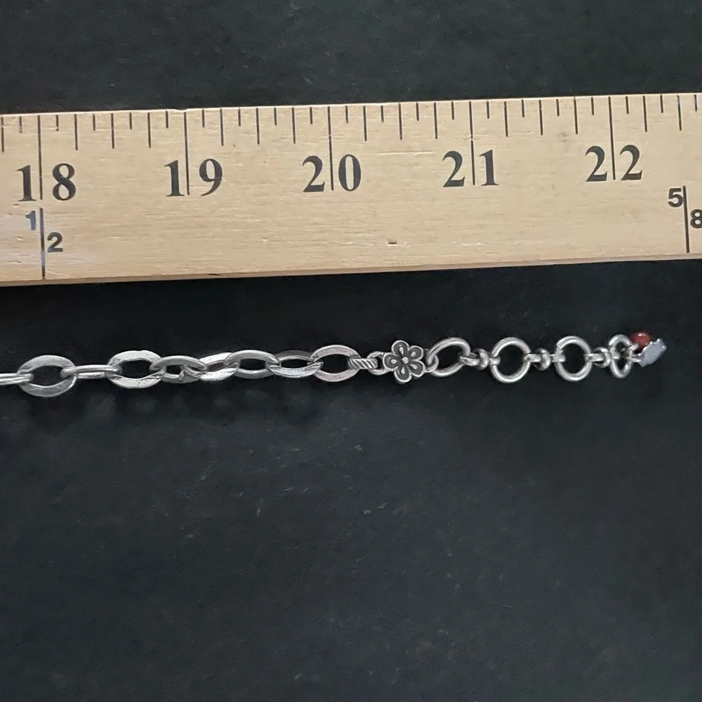 Lucky Brand Silver White Turquoise Stone Beaded Necklace Adjustable 15-22”